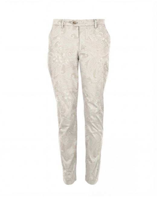 Lords of Harlech Natural Neutrals Jack Paisley Explosion Ivory Flat Front Pant for men