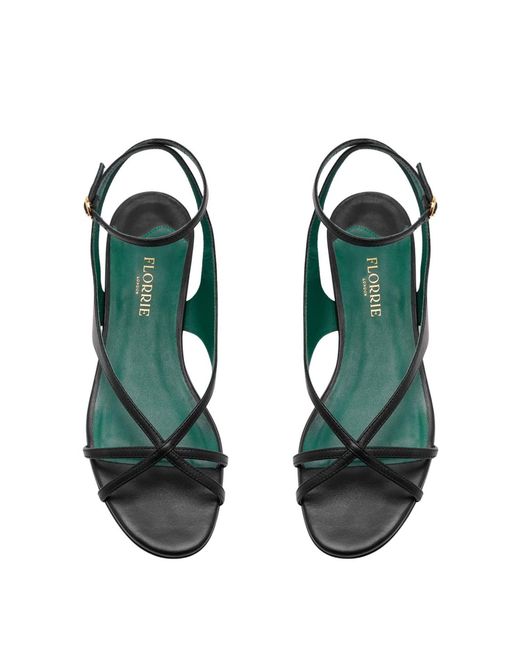 Florrie Black Matilda Leather Flat Sandal