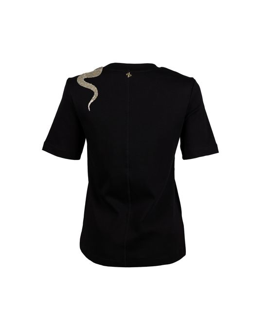 House of Laines London Black Laines Couture Embellished Shoulder Snake T-Shirt
