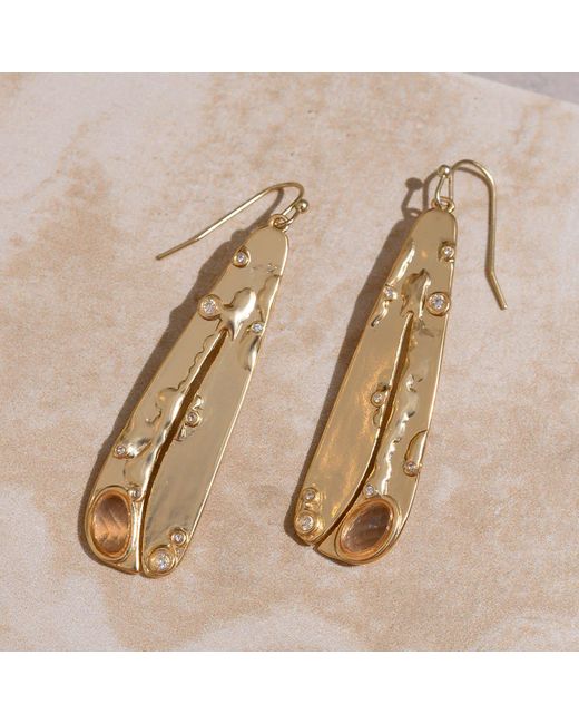 Rare Matters Jewelry Natural Neutrals Organic Gemstone Petal Earrings Peach