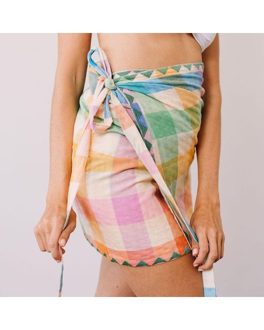 SUNSHINE TIENDA Blue Plaid Marina Sarong