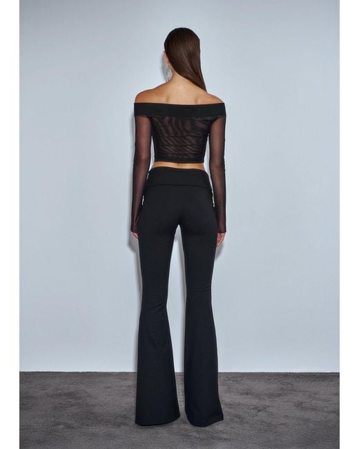 Khéla the Label Black Hooked Up Off Shoulder Mesh Top With Hook And Eye Closure
