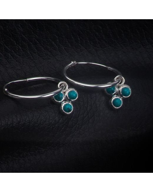 The Jewellery Store London Blue Hoop Earrings With Trilogy Charm