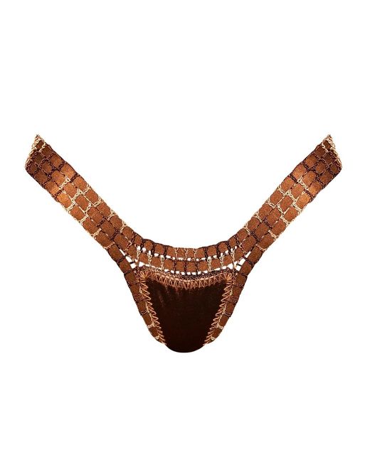 Luxsea Swimwear Brown Milani Shimmer Crochet Bikini Bottom