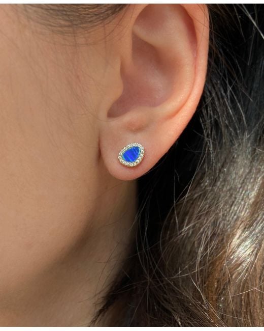 KAMARIA Blue Opal Pebble Stud Earrings