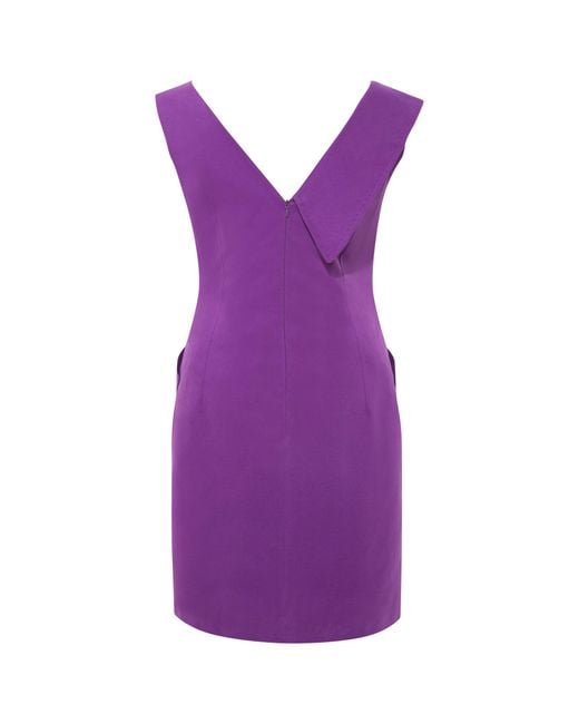 Femponiq Purple Asymmetric Lapel Tailored Cotton Dress