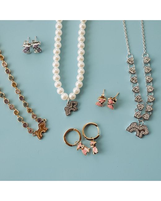 Cloud Haven Metallic Faux-Pearl Logo Pendant Necklace