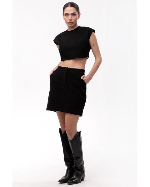 Maison Bogomil Black Mini Skirt Wool