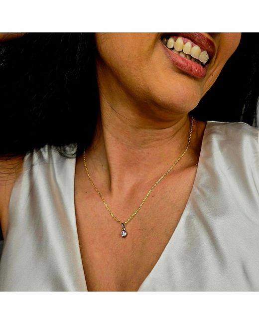 Harfi Metallic Mini Round Topaz April Birthstone Pendant Necklace