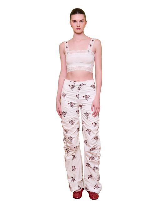 Pcfg White The Broderie Anglaise Edit High Waisted Embroidered Pants