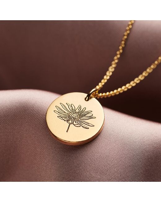 Posh Totty Designs Metallic Plated Engraved April Daisy Birth Flower Necklace