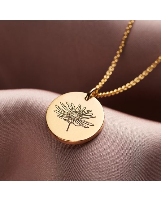 Posh Totty Designs Metallic Plated Engraved April Daisy Birth Flower Necklace