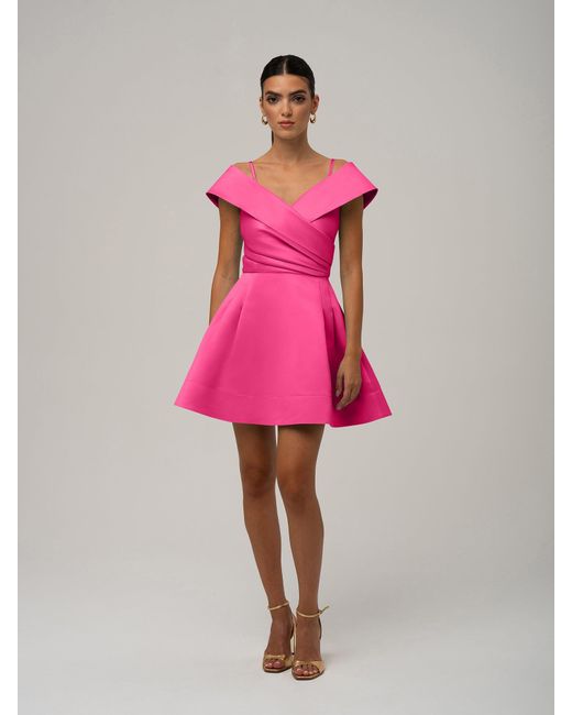 Tia Dorraine Pink Easy To Love Flared Satin Mini Dress Hot