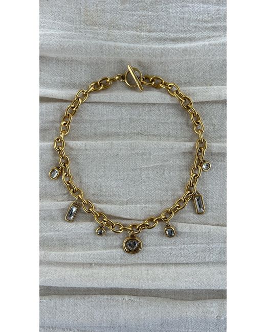 Sccollection Metallic Daisy Rhinestone Necklace