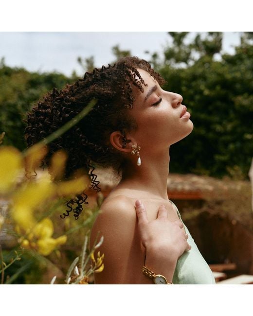 Retro Chic Metallic Blossom Shell Pearl Earrings