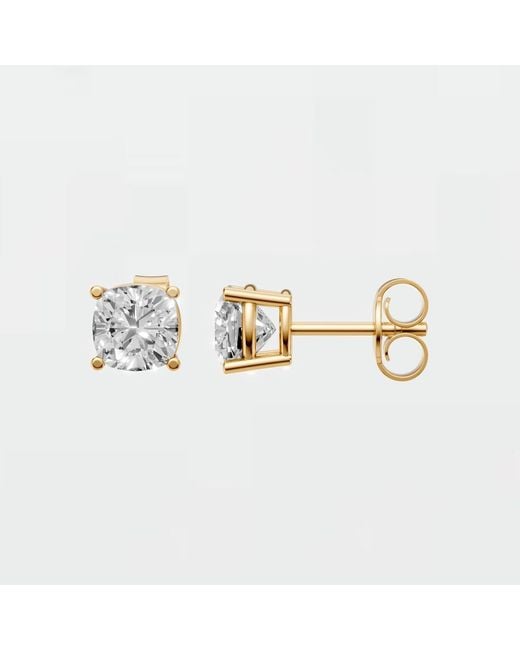 Aya Fine Jewelry White Cushion Cut Lab Diamond Solitaire Stud Earrings