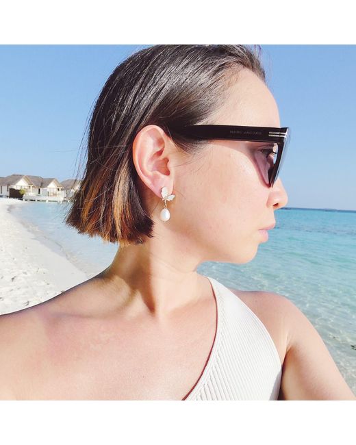 VALERIE CHIC Metallic Butterfly Mother Of Pearl Earrings