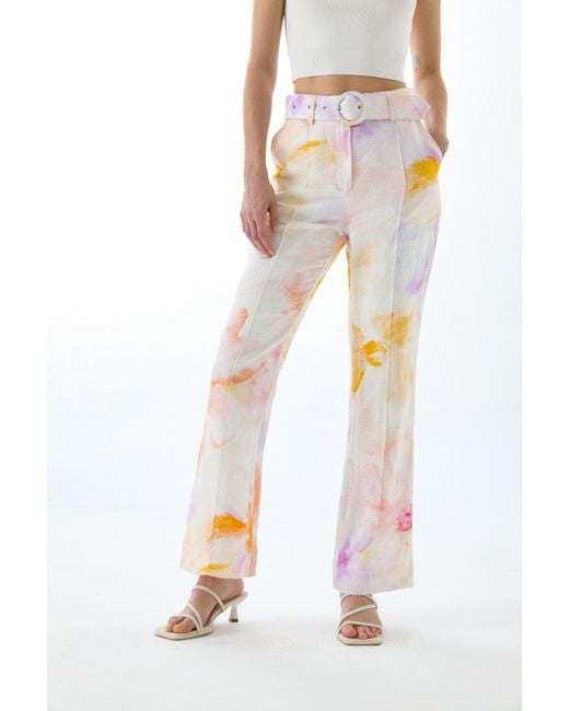 We Are Kindred Pink Josephine Flare Belt Pants-Rose