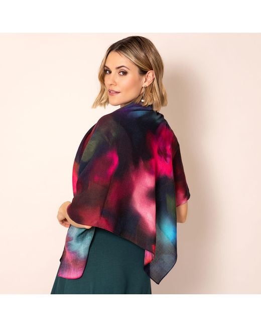 Alie Street London Red Leoni Silk Wool Scarf Moonlit Florals