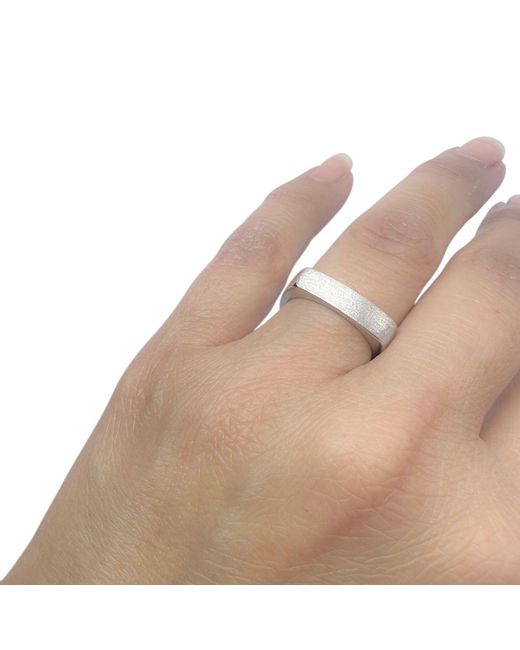 Tg-Jewellery by Tamara Gervasio Metallic Platinum Solid Square Band Ring Handmade