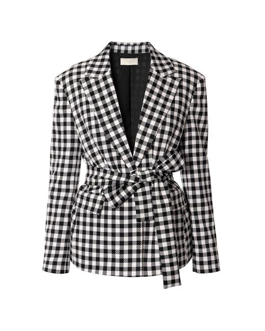 AGGI by HALEWSKI Black Martha Jet Set Checkered Blazer With Belt