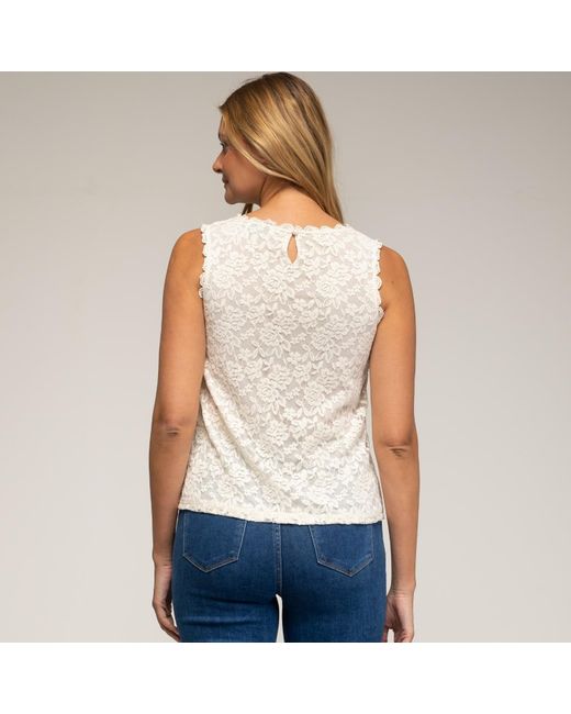 Tantra Spain Sl Natural Neutrals Sleeveless Lace Top