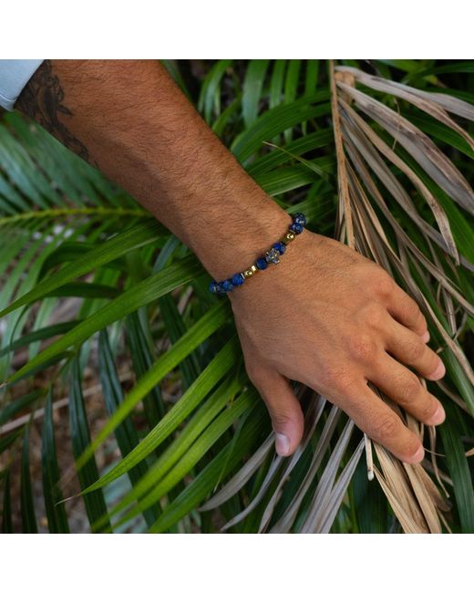 Ebru Jewelry Blue Wolf Soul Lapis Lazuli Bracelet for men