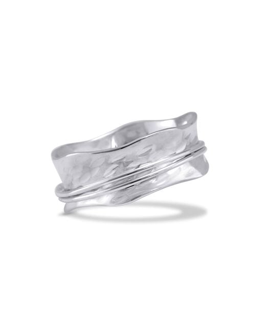 Isla Silver White Handmade Textured Sterling Spinning Ring