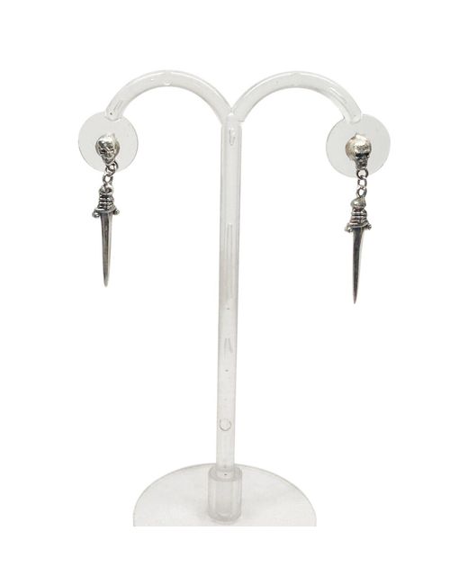 Tg-Jewellery by Tamara Gervasio White Handmade Skull Dagger Dangle Earrings – Recycled Sterling