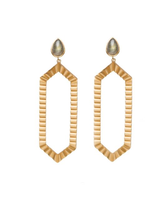 Christina Greene Metallic Strike Bold Statement Earrings Labradorite