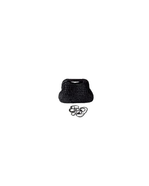 Springmoonatelier Black Metallic Handwoven Sleek Bag