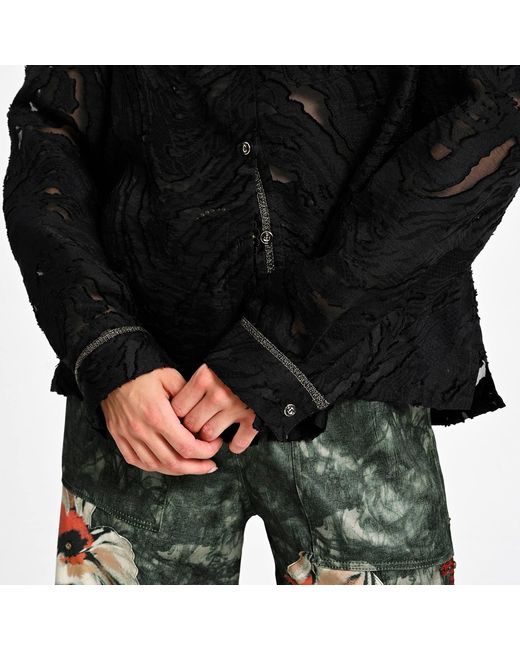 Lalipop Design Black Burnout Pattern Sheer Shirt