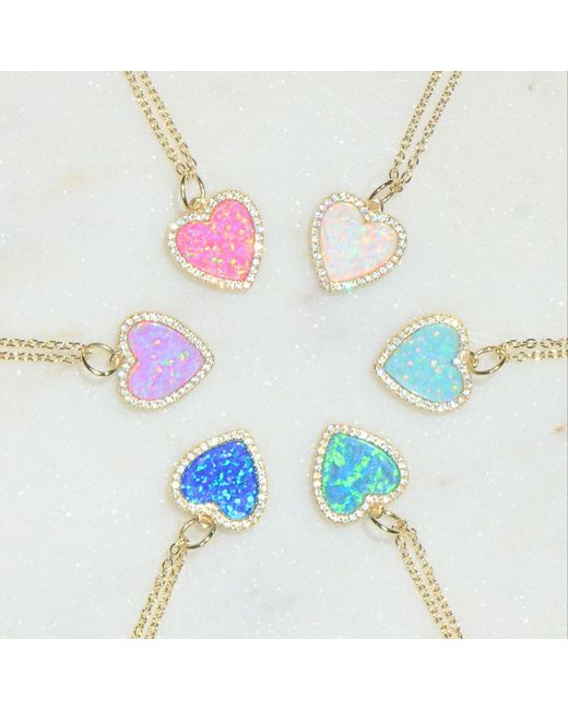 KAMARIA Blue Opal Heart Necklace With Crystals
