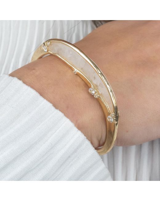 Rare Matters Jewelry Metallic Gemstone Inlay Bangle Cuff