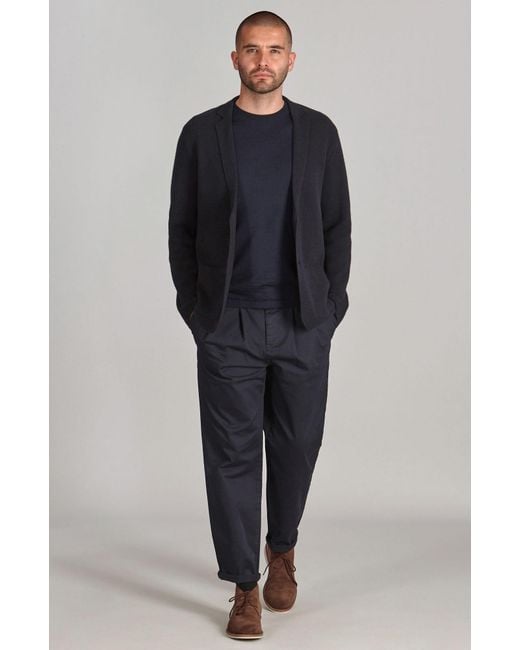 Paul James Knitwear Blue Lightweight Merino Cashmere Federico Knitted Blazer for men