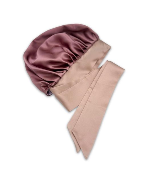 Hi Silk Purple And Reversible Mulberry Silk Bonnet With Ties