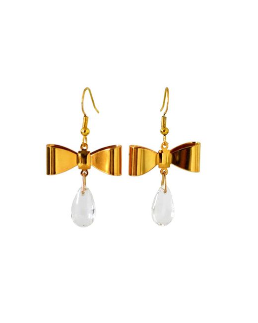 Laura Daili Metallic Neutrals Golden Ribbon Dewdrop Earrings