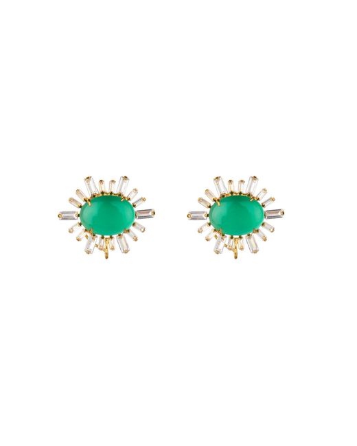 Bounkit Green Ann Margaret Earrings Onyx Clip On