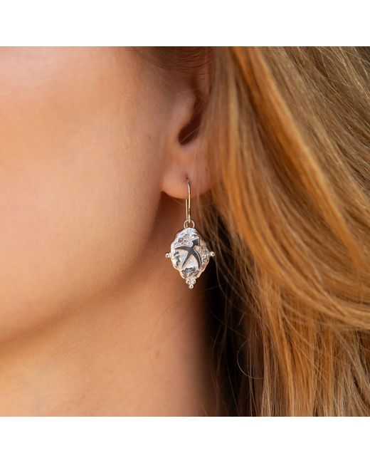 Seven Saints Metallic Libra Vintage-Style Dangle Earrings, Rhodium Plated