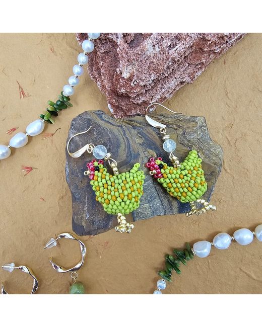 Farra Yellow Playful Handcrafted Chicken Dangle Earrings