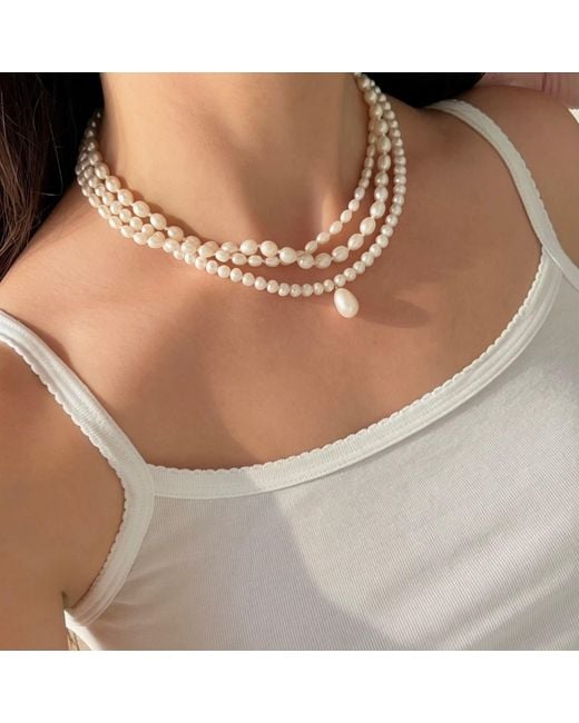 Leni James Metallic The Seraphina Pearl Necklace