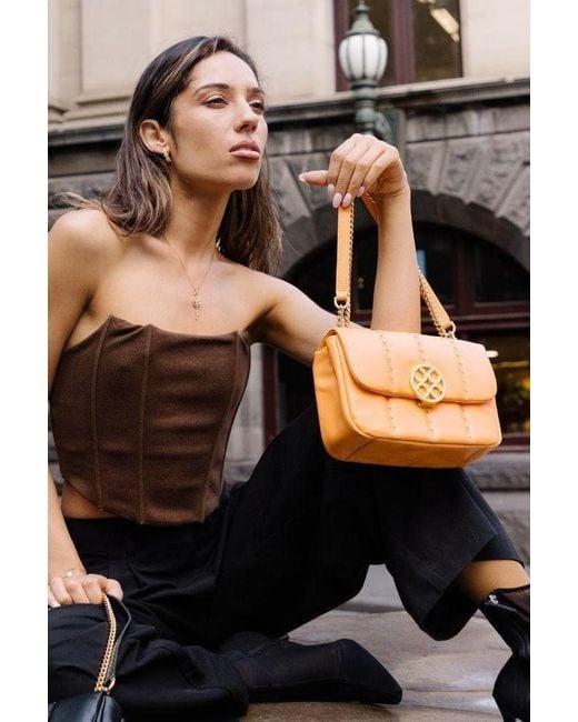 Orange Cube Orange Square Stitch Flap Bag