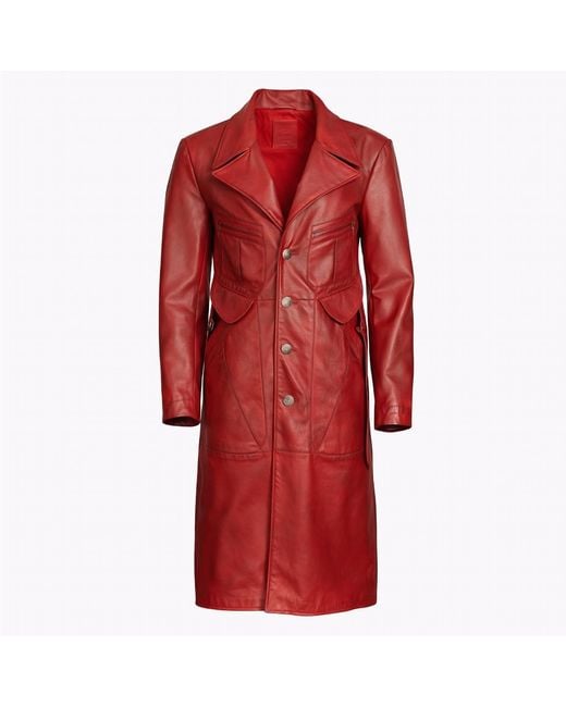 Zasta Studio Red The Planet Long Coat Leather Jacket for men