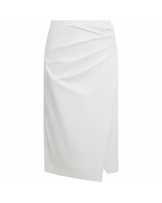 James Lakeland White Neutrals Faux Leather Side Ruched Skirt Cream