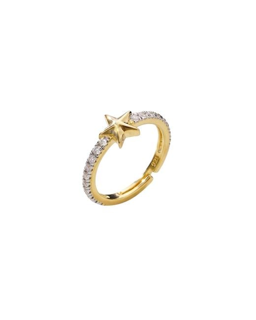 Spero London Metallic Star Zirconia Half Round Adjustable Sterling Ring