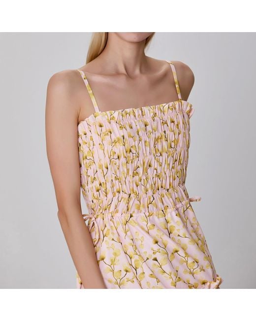 Smart and Joy Natural Neutrals Tiered Panels Printed Bustier Cocktail Dress