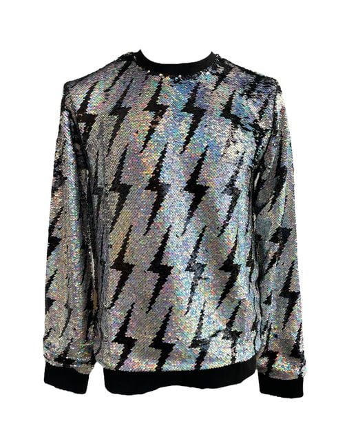 Any Old Iron Black Iridescent Frightening Lightning Reversible Sequin Sweatshirt