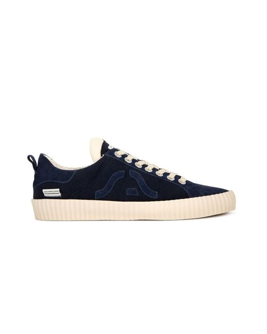 Springa | Unique Vulcanized Sneakers Italian Handmade Blue Wavy Coat for men