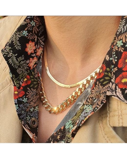 Harfi Metallic Plated Miami Chunky Cuban Chain Necklace