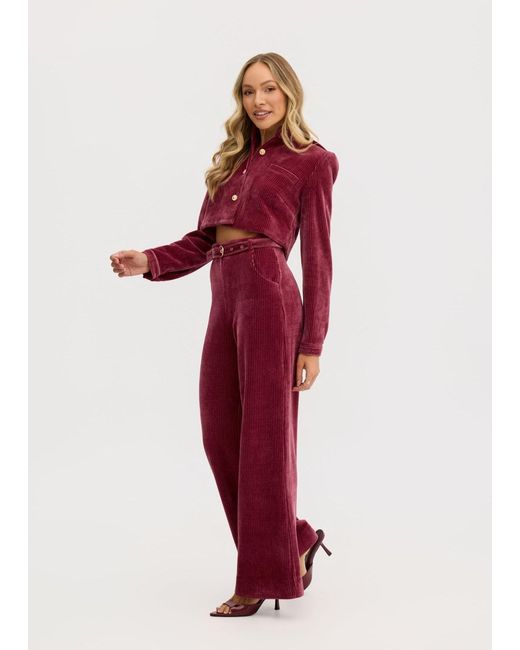 Why Mary Red Odessa Stretch Corduroy High Waisted Pants